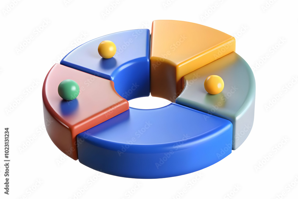 Aufkleber 3d glowing abstract pie chart visualization with marketing segments highlighted, showcasing strategi