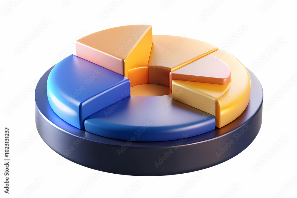 Poster glowing abstract marketing pie chart with vibrant highlighted segments - visualize targeted strategi