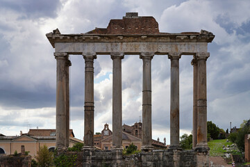 Fototapeta premium Rome, Italy - September 19, 2024: The Roman Forum on a clear day.