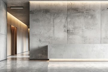 Empty concrete wall mockup of reception architecture blackboard building.