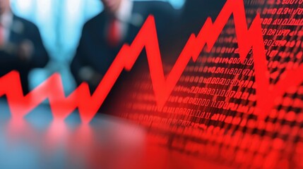 Fototapeta premium Closeup of Red Falling Stock Market Graph