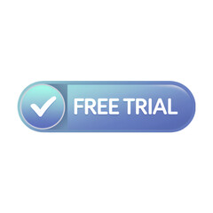 Blue Free Trial Checkmark Button for Web UI/UX, Vector 2D	