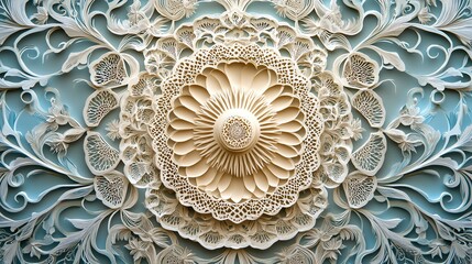 Intricate paper cut lace patterns with fine, delicate detailing, perfect for elegant wall art, paper cut lace, intricate design