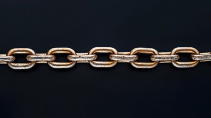 Fototapeta premium Close-up image of metallic chain against black background