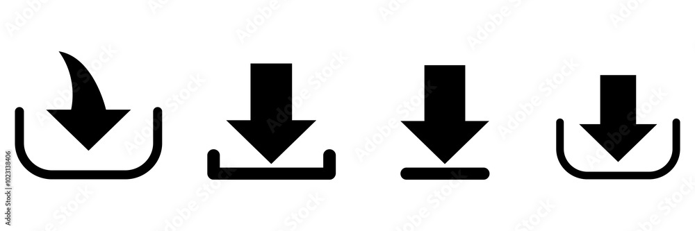 Poster download file icon set. elements for web site or application. various download symbols collection. v