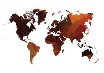 World map with a colorful, geometric pattern made of triangles. Perfect for travel, diversity, and global themes.