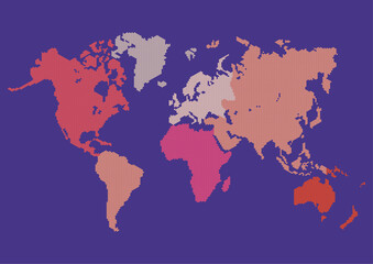 World map with a colorful, geometric pattern made of triangles. Perfect for travel, diversity, and global themes.