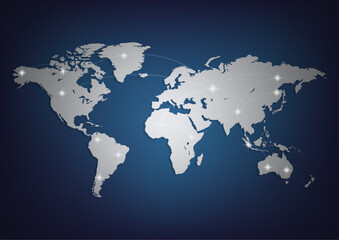 World map with a colorful, geometric pattern made of triangles. Perfect for travel, diversity, and global themes.