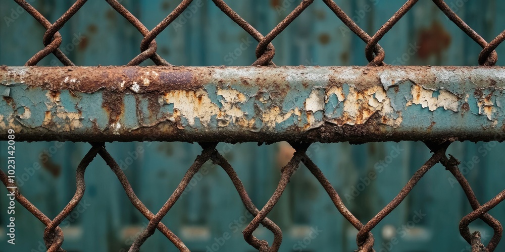 Poster rusty chain link fence showing age and corrosion
