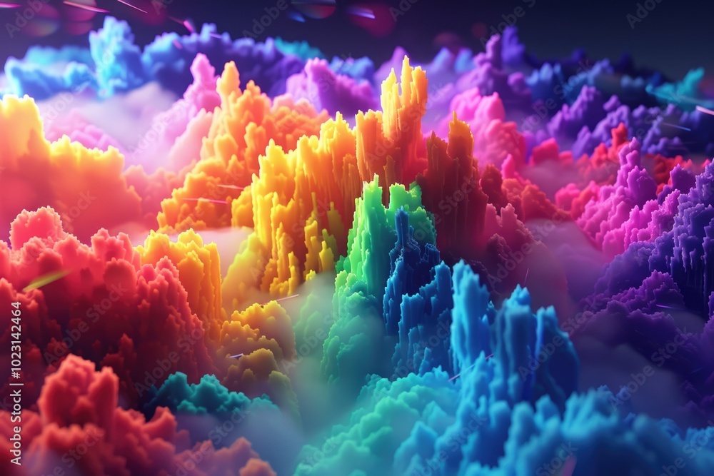 Poster a stunning 3d render of an abstract multicolor spectrum