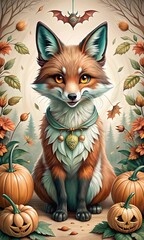 Fototapeta premium fox for halloween