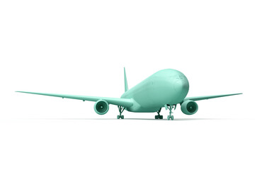 Minimalistic illustration of passenger airplane on teal background