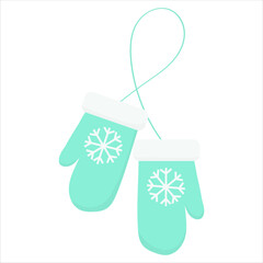 New Year's mittens on a white background