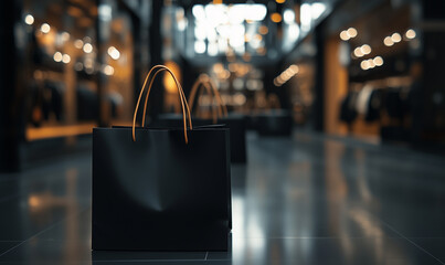 Sopping bags, card or banner for sale on Black Friday, concept of shopping, ads, discount. Generated ai