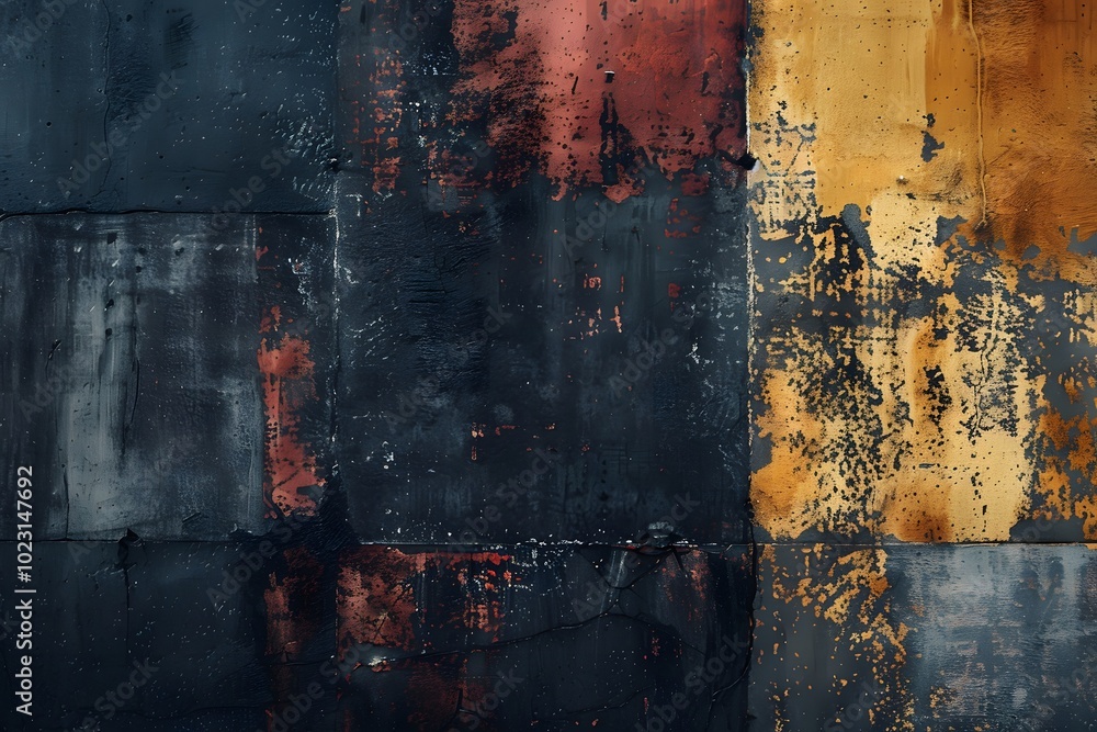 Poster abstract textured wall with bold color blocks