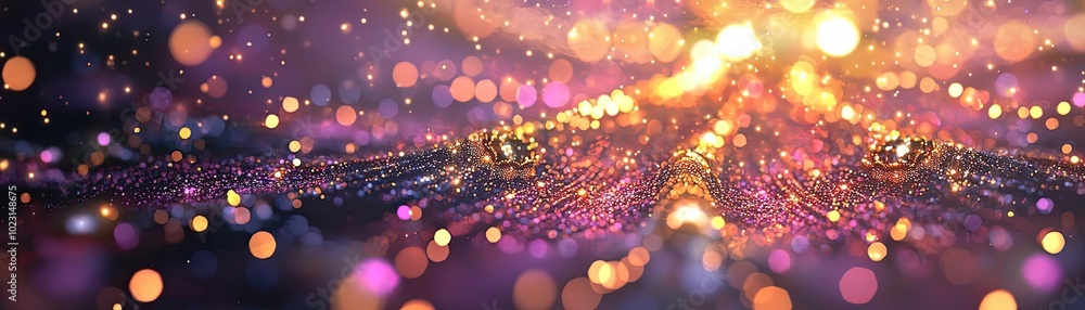 Poster a mesmerizing scene of vibrant colors and sparkling lights creating a dreamlike atmosphere, perfect 