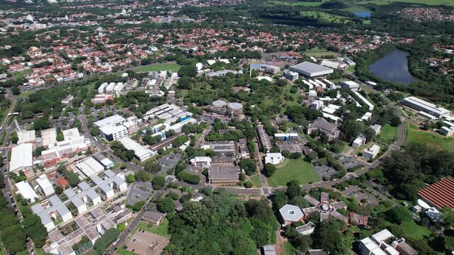 Aerial view of the Universidade Estadual de Campinas. Unicamp. In Campinas, Sao Paulo, Brazil