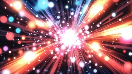A vibrant burst of light and color, creating a dynamic, energetic visual effect.