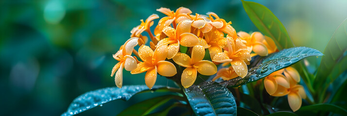 Radiant Yellow Ixora Blooms: A Vivid Spectacle in a Verdant Landscape