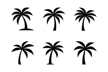 A Vector Collection of Tropical Palm Tree Logos, Featuring Simple Silhouettes and Iconic Shapes Evoking Coastal Calm and Relaxation