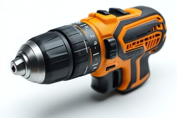 A cordless drill with an orange and black design, used for drilling and fastening tasks.