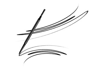 mascara and eyeliner with smudge stroke paint for makeup cosmetic product mockup on white background