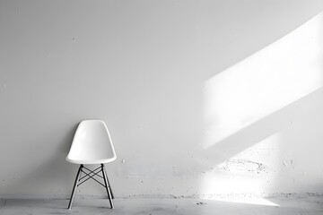 Minimalist Scene Featuring a White Chair Against a Light Gray Wall