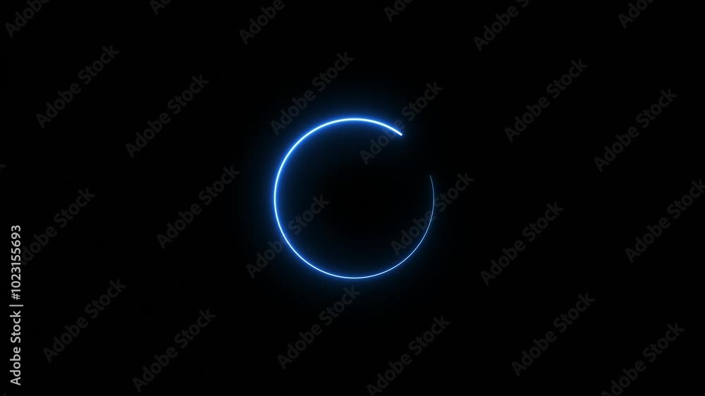 Poster neon glowing circle loading bar on black background. circle shape frame.