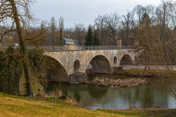 Fototapeta premium Sternbrücke bridge crossing Ilm river at Weimar