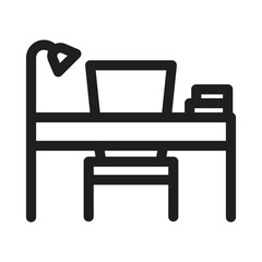 Work Table Icon, Furniture and Household Sign, Work Station Symbol