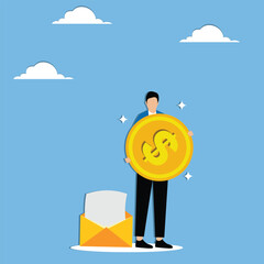 Businessman holding a dollar coin