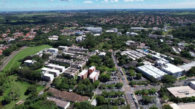 Aerial view of the Universidade Estadual de Campinas. Unicamp. In Campinas, Sao Paulo, Brazil