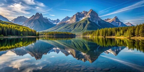 Scenic mountain lake reflecting the surrounding peaks, mountain, lake, reflection, water, summer, peaceful, nature