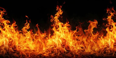 Beautiful bright orange flames flicker in the darkness of the night , fire, flames, orange, bright, flicker, darkness, night, heat