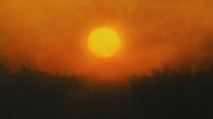 Fototapeta premium A serene sunset casting warm hues over a tranquil landscape, evoking peace and reflection.