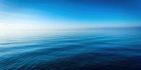 Calm tranquil blue sea with no waves and foggy background, serene, peaceful, ocean, water, still, serene, tranquil, blue