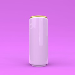 Aluminum can. Mockup on pink background. 3d illustration.
