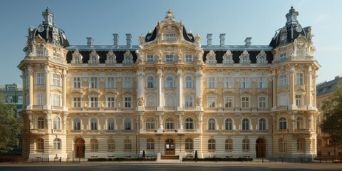 Obraz premium A magnificent architectural masterpiece, this stunning historic building showcases intricate design and grandeur, standing as a testament to classical European architecture