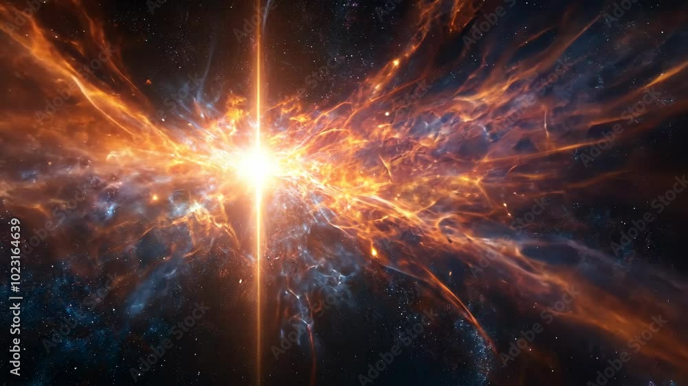 Poster a bright star explodes in a cosmic explosion, creating a dazzling display of light and energy