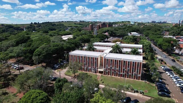 Aerial view of the Universidade Estadual de Campinas. Unicamp. In Campinas, Sao Paulo, Brazil