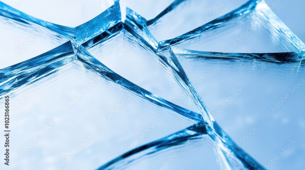 Poster crystalline ice shards create a mesmerizing geometric pattern, ai