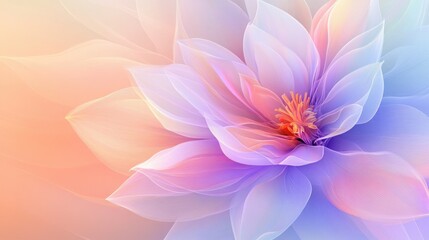 Fototapeta premium A captivating abstract flower illustration with a gentle gradient background, designed to evoke peace and tranquility, leaving ample space for inspirational text.