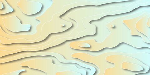 Abstract wavy line 3d paper cut colorful background with shadows. Abstract realistic papercut decoration textured with wavy layers.