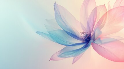 Fototapeta premium A delicate abstract flower gently fading into a soft gradient background, creating a serene and calming atmosphere perfect for text overlay.