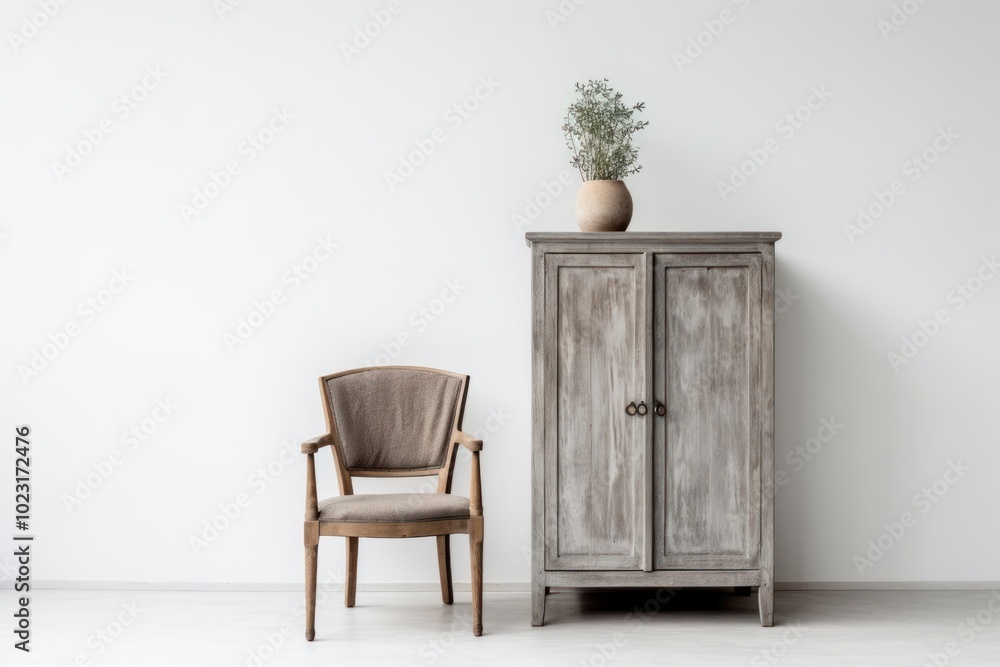 Wall mural Chair furniture sideboard cupboard.