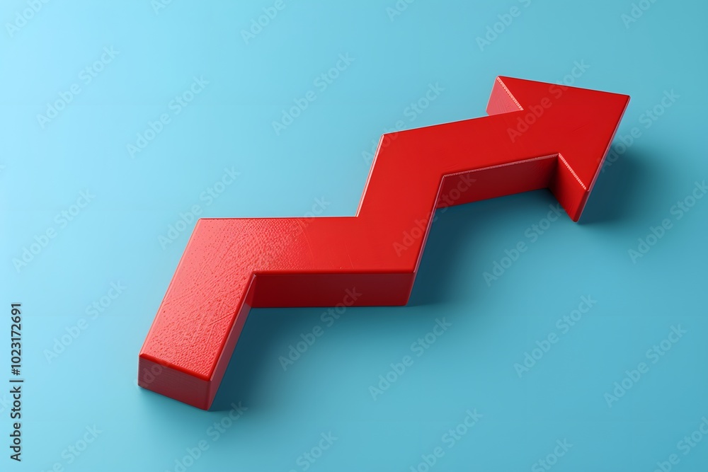 Aufkleber dynamic red arrow symbolizing growth and progress on a blue background