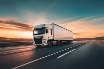 Obraz premium White truck transportation vehicle van.