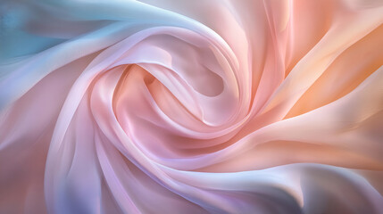 Fototapeta premium Silk background holographic pastel colors, abstract background with smooth lines in blue, orange and yellow colors, Bright Light folds, Bright color 