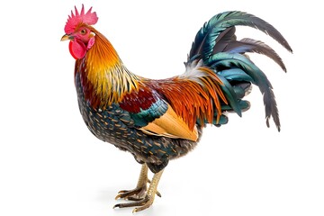 Fototapeta premium Vibrant Rooster Displaying Stunning Plumage and Colors