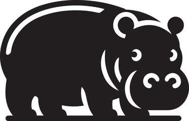 Vector Icon of Hippo Silhouette for Animal and Wildlife Platforms.